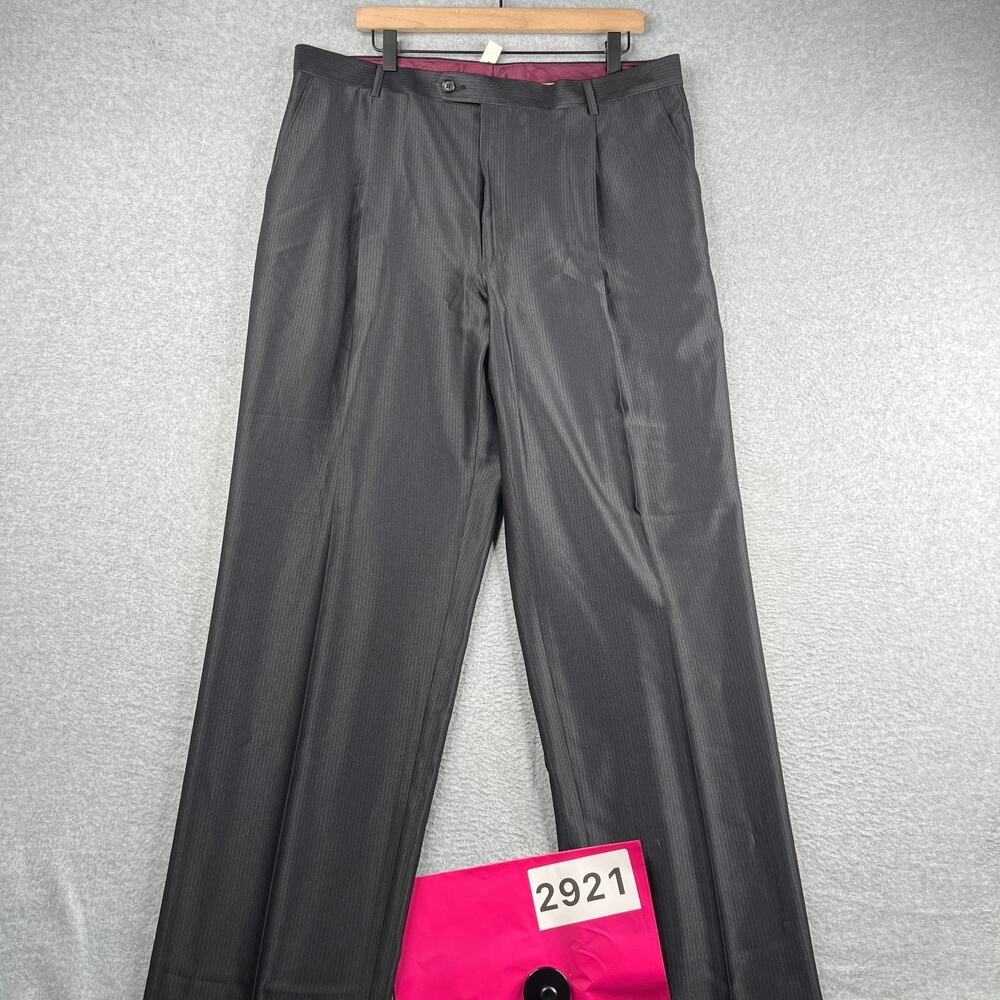 Sean John Raw Hem Slacks Pants Mens 38 x 44 Gray Striped Mens NEW NWT